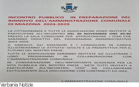 Miazzina
Inoctro prossime Amministrative a Miazzina