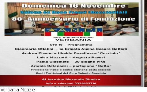 Verbania
Ottantesimo di fondazione della sezione Augusta Pavesi