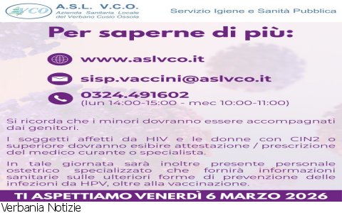 Verbania
Giornata internazionale contro l’HPV
