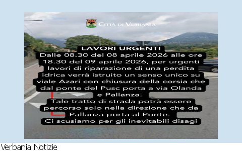 Verbania
Lavori urgenti in viale Azari: senso unico