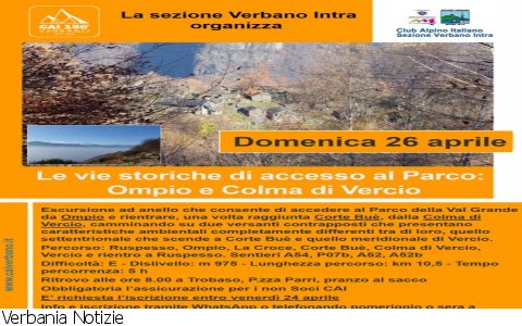 Verbania
Le vie storiche di accesso al Parco: Ompio e Colma di Vercio
