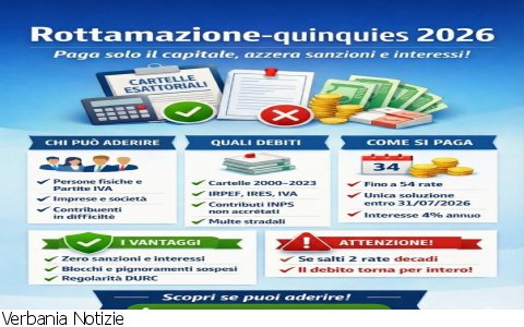 Verbania
Il Comune aderisce a “Rottamazione quinquies” Verbania
Il Comune aderisce a “Rottamazione quinquies”