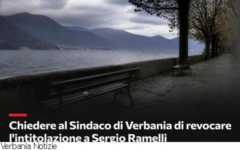 Verbania
Quasi 2000 firme contrro l'intitolazione a Ramelli