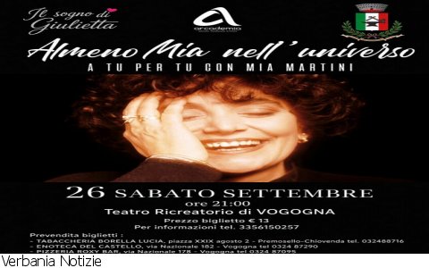 Verbania
“Almeno Mia nell’universo”