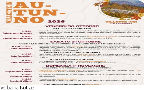 Villette
"Villette in autunno": tre giorni dedicati alla lingua locale e alle tradizioni